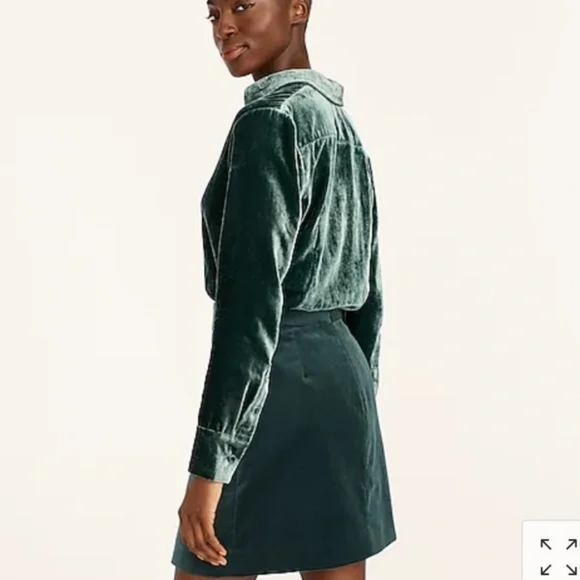 🌸 J. Crew Silver Velvet Covered Button Down Long Sleeve Shirt Top Size XS - Picture 2 of 14